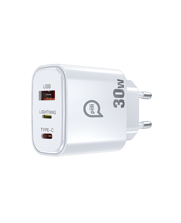 Piili 30W USB, Type-C, Lightning Adaptör 6944629170499
