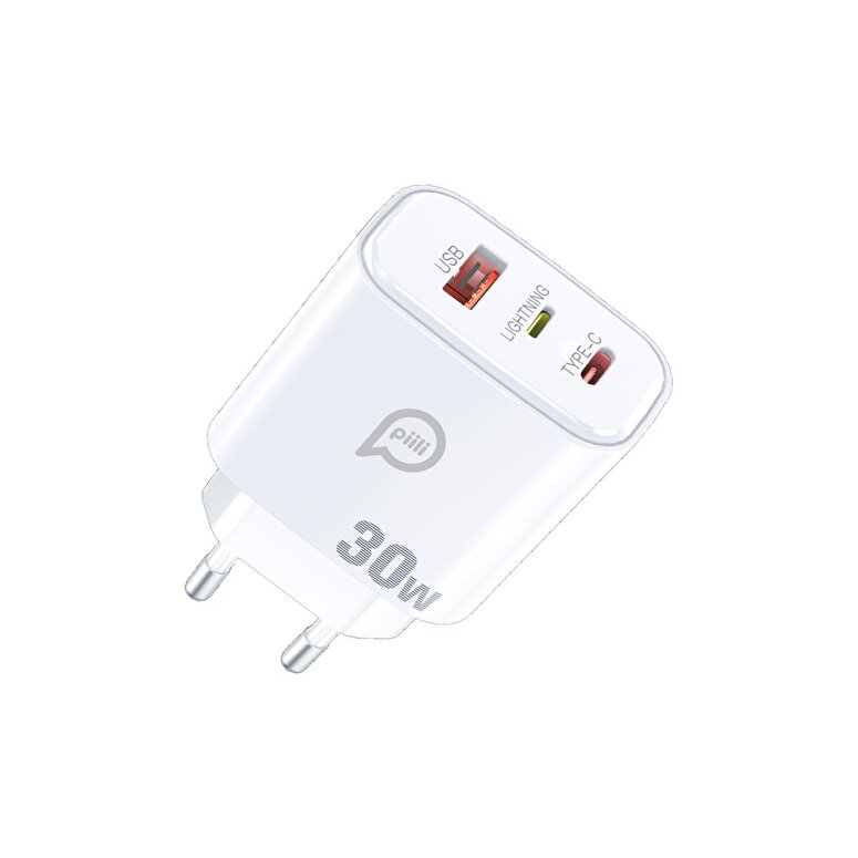 Piili 30W USB, Type-C, Lightning Adaptör 6944629170499