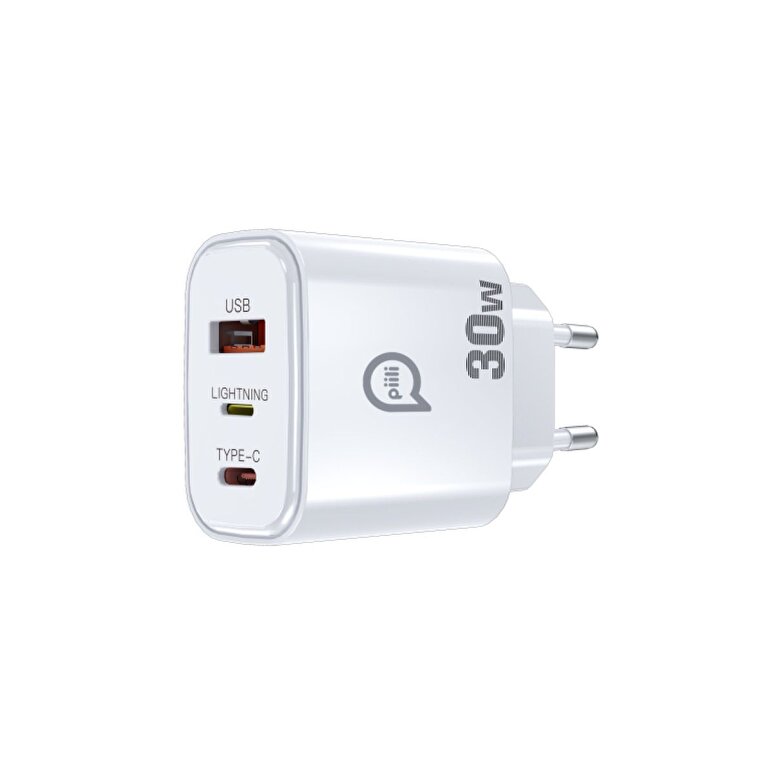 Piili 30W USB, Type-C, Lightning Adaptör 6944629170499