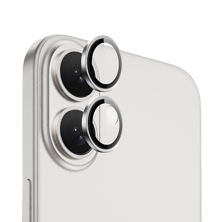 Piili iPhone 16/16 Plus Safir Lens Koruyucu Gümüş 6944629185691