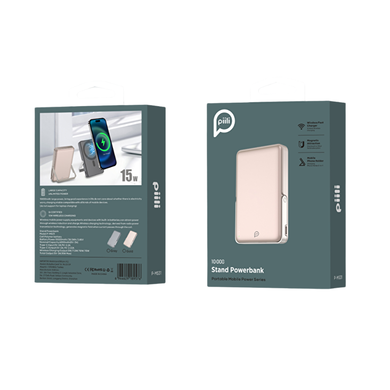 Piili Standlı MagSafe Powerbank 10.000 Mah Gold 6944629189552
