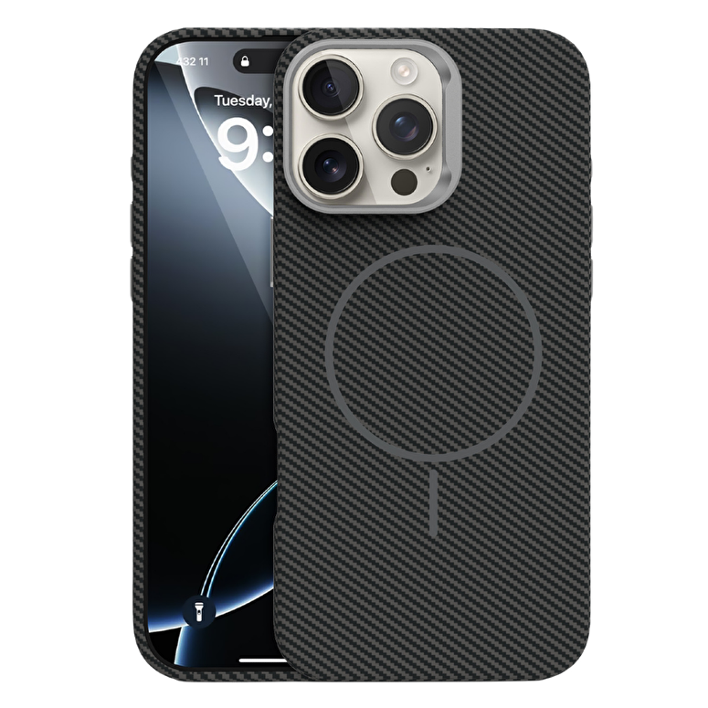Piili iPhone 16 Pro Max Carbon Magsafe Kılıf Siyah 6944629195096