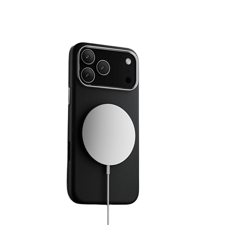 Piili ıPhone 17 Pro Leather Magsafe Kılıf Siyah 6944629195416