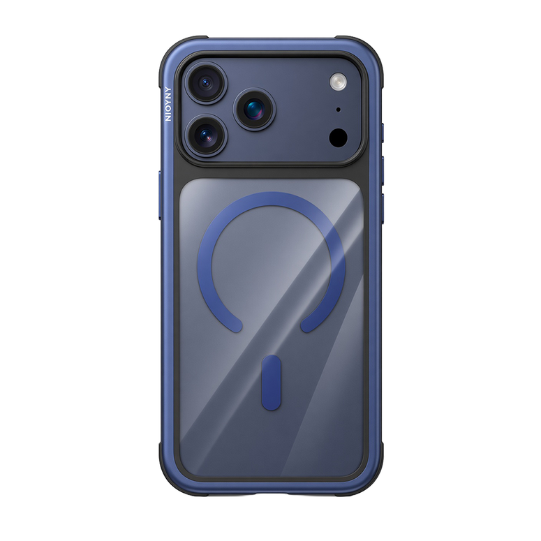 Njoyny Steel Armor iPhone 18 Pro Max MagSafe Kılıf - Mavi 6944629214278