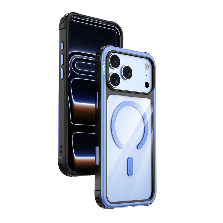 Njoyny Steel Armor iPhone 18 Pro Max MagSafe Kılıf - Buzul Mavi 6944629214292