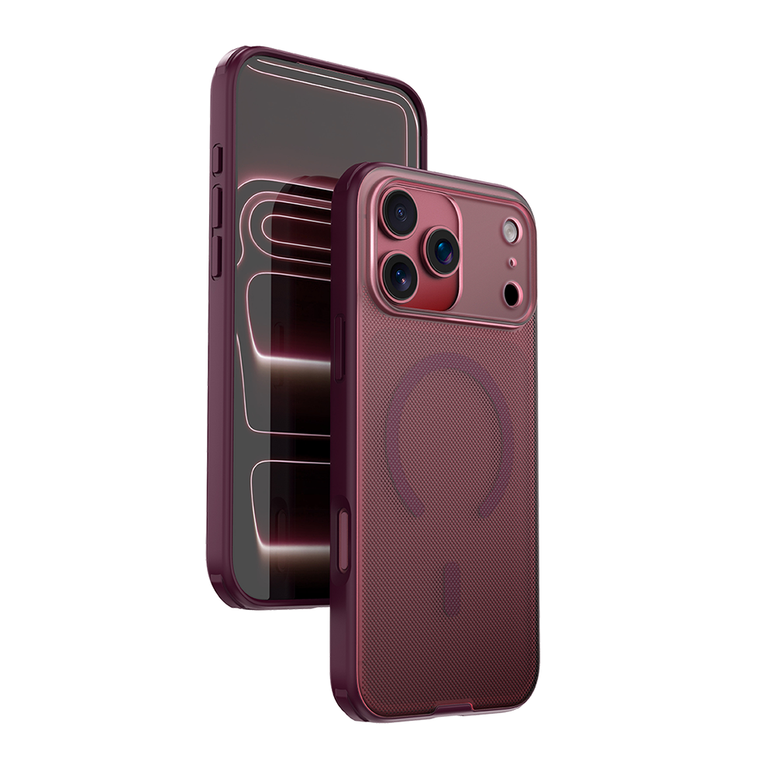 Njoyny Frosted iPhone 18 Pro MagSafe Kılıf - Bordo 6944629214735