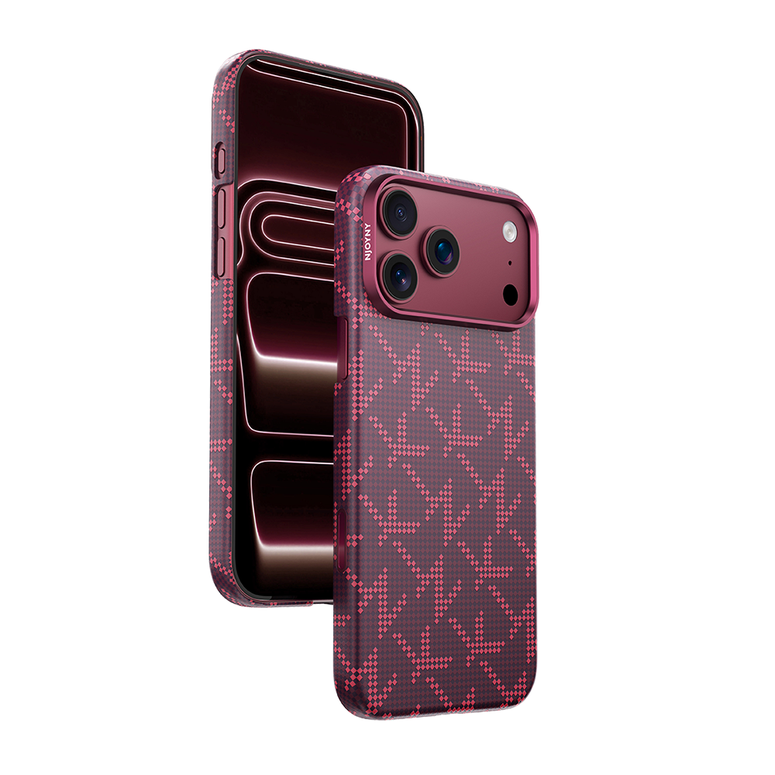 Njoyny AI Kevlar NY iPhone 18 Pro MagSafe Kılıf - Bordo 6944629214896