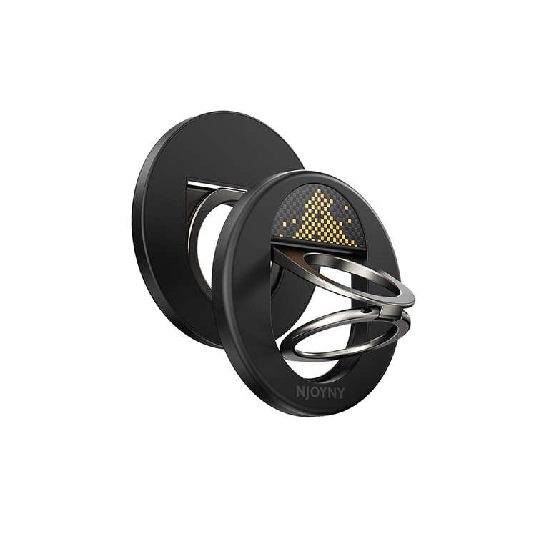 Njoyny Double Ring Fiber Alpine Standlı Kılıf - Siyah 6944629215091