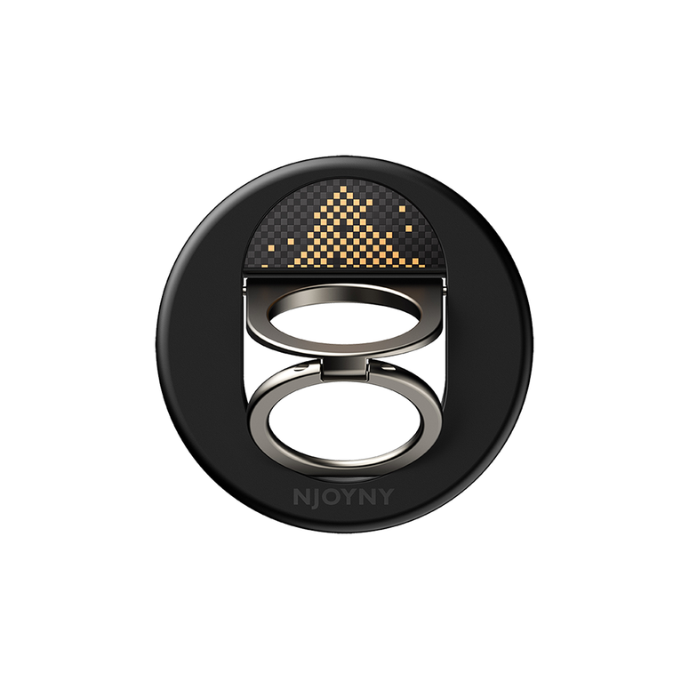 Njoyny Double Ring Fiber Alpine Standlı Kılıf - Siyah 6944629215091