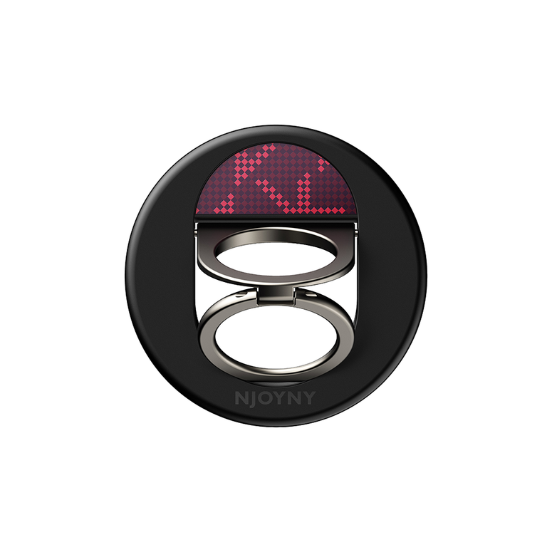 Njoyny Double Ring Fiber 360° Döner Standlı Kılıf - Bordo 6944629215152