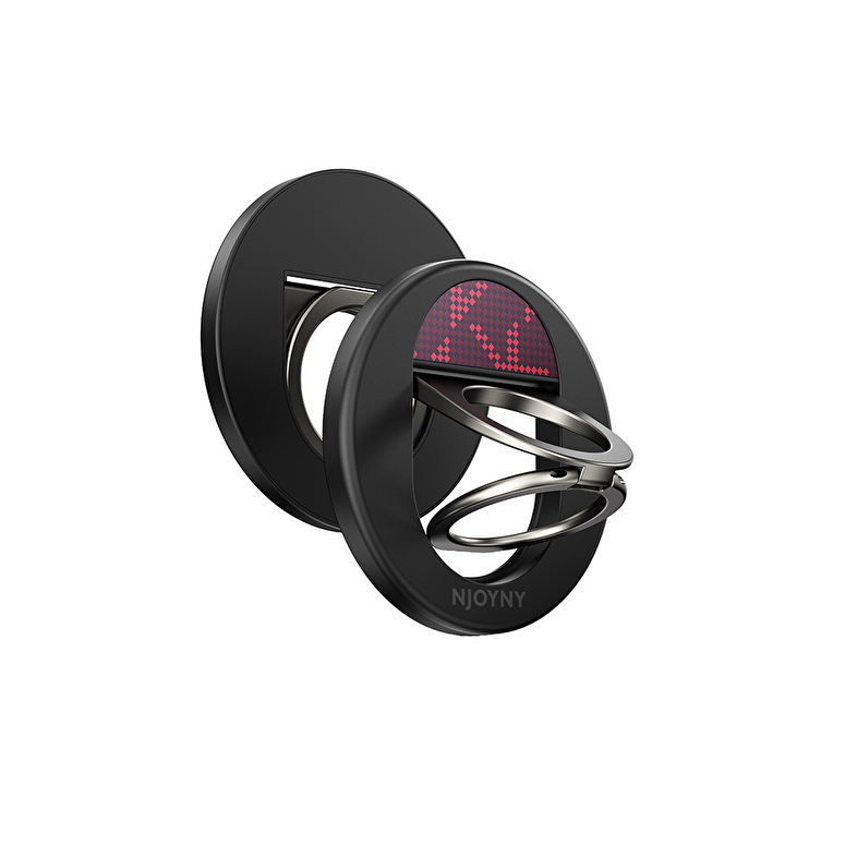  Njoyny Double Ring Fiber 360° Döner Standlı Kılıf - Bordo 6944629215152