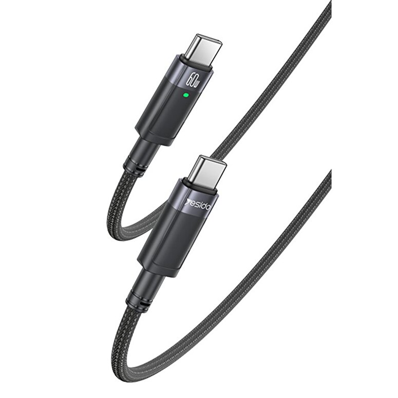 Yesido 1.2M 60W Type-C to Type-C Kablo - Siyah 6971050266217