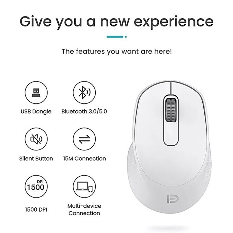 FD 2.4G & BT5.0 Wireless Dual Mode Mouse - Beyaz 6973709120109