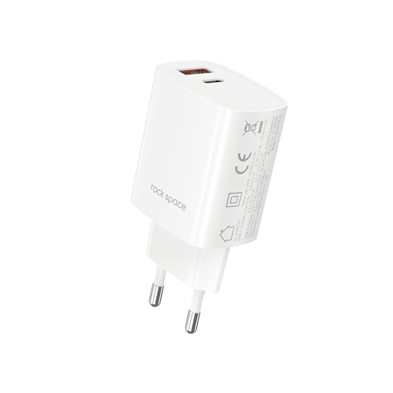 Rock Space 30W PD/USB-A Hızlı Şarj Cihazı - Beyaz 6974282120227