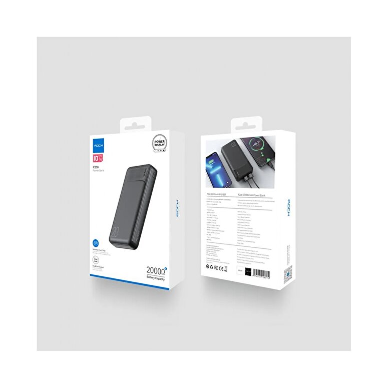 Rock PD Hızlı Şarj 20000 mAh PowerBank - Siyah 6974282126687