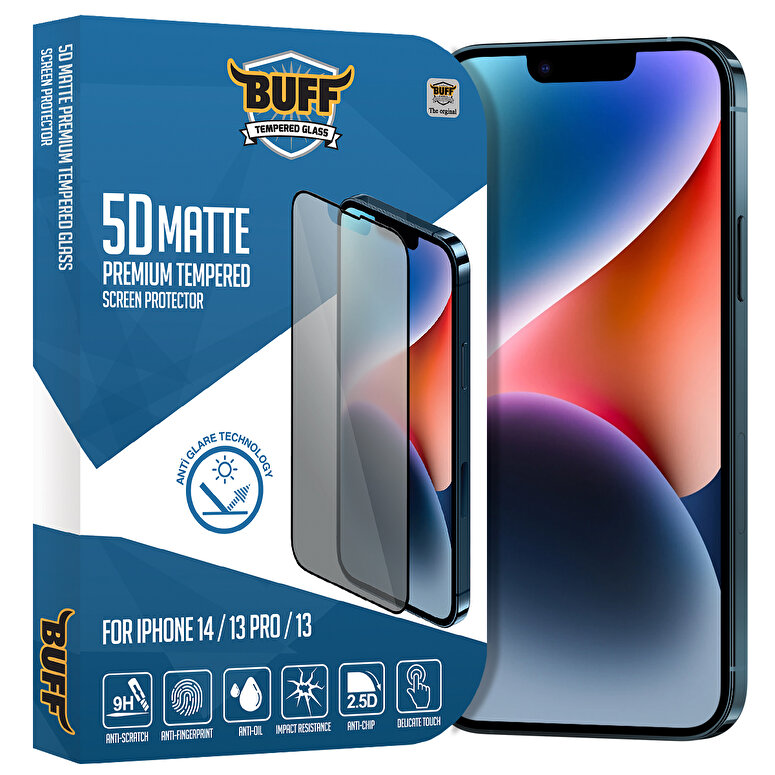 Buff iPhone 14/13 Pro/13 5D Matte Ekran Koruyucu 8683548212276