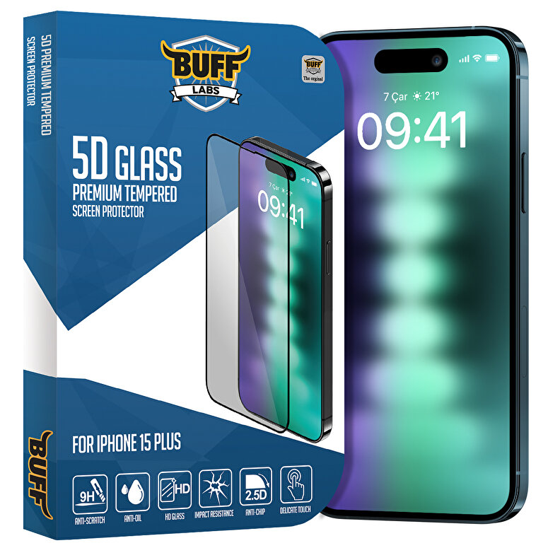 Buff iPhone 15 Plus 5D Glass Ekran Koruyucu 8683548216878