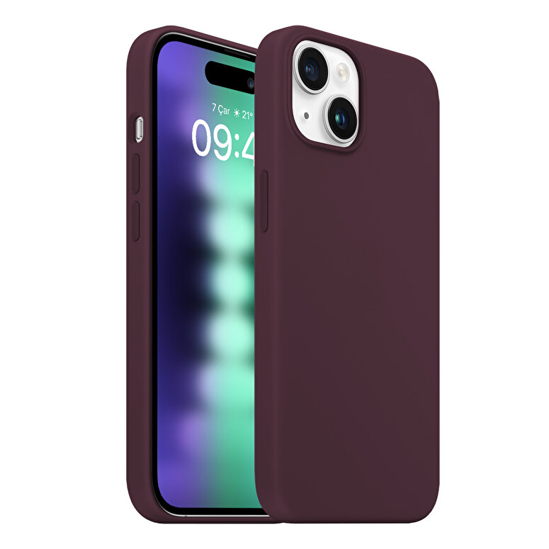 Buff iPhone 15 Plus Rubber Fit Kılıf Wine Red 8683548218735