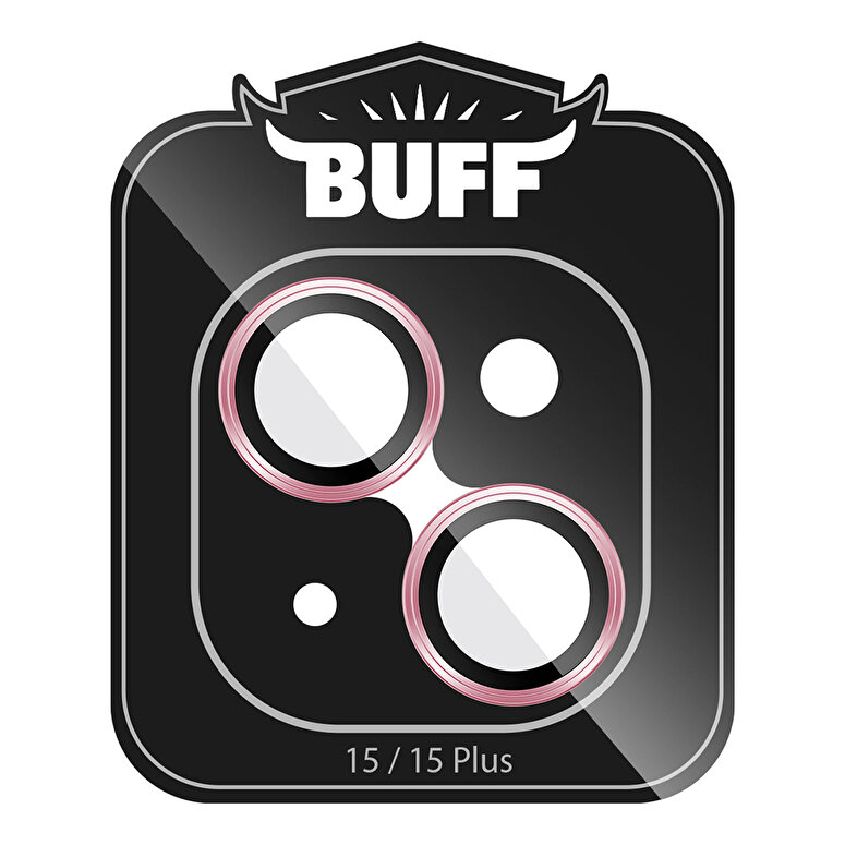 Buff iPhone 15 / Plus Metal Lens Koruyucu - Rose 8683548219657