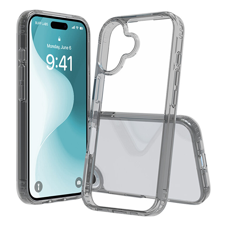 Buff iPhone 16 Air Hybrid Şeffaf Kılıf Siyah 8684387701730