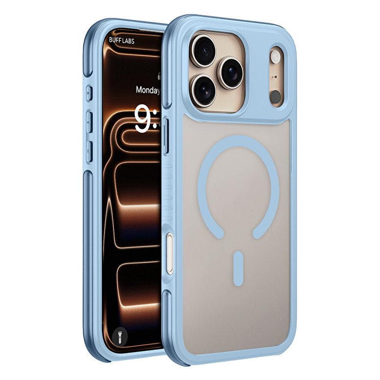 Apple Buff iPhone 18 Pro Max / 17 Pro Max MagSafe Air Bumper Kılıf - Açık Mavi