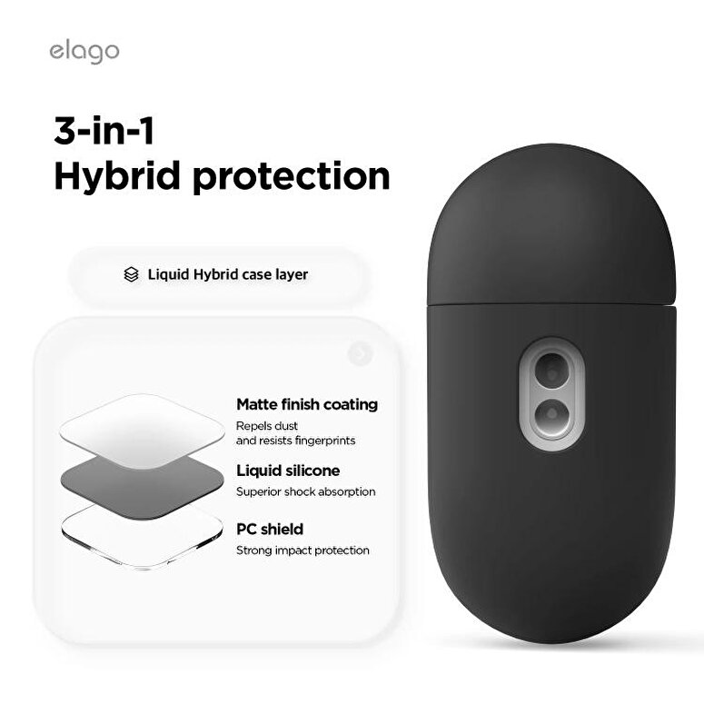Elago Apple AirPods Pro 3 Liquid Hybrid Strap Kılıf – Siyah 8800254480915