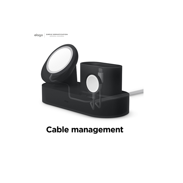 Elago MS2 MagSafe Uyumlu 3'ü 1 Arada Şarj Standı - Siyah 8809788486714