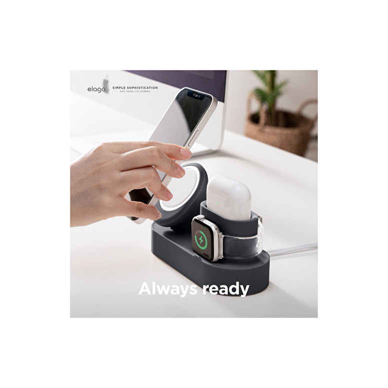 Elago MS2 MagSafe Uyumlu 3'ü 1 Arada Şarj Standı - Siyah 8809788486714