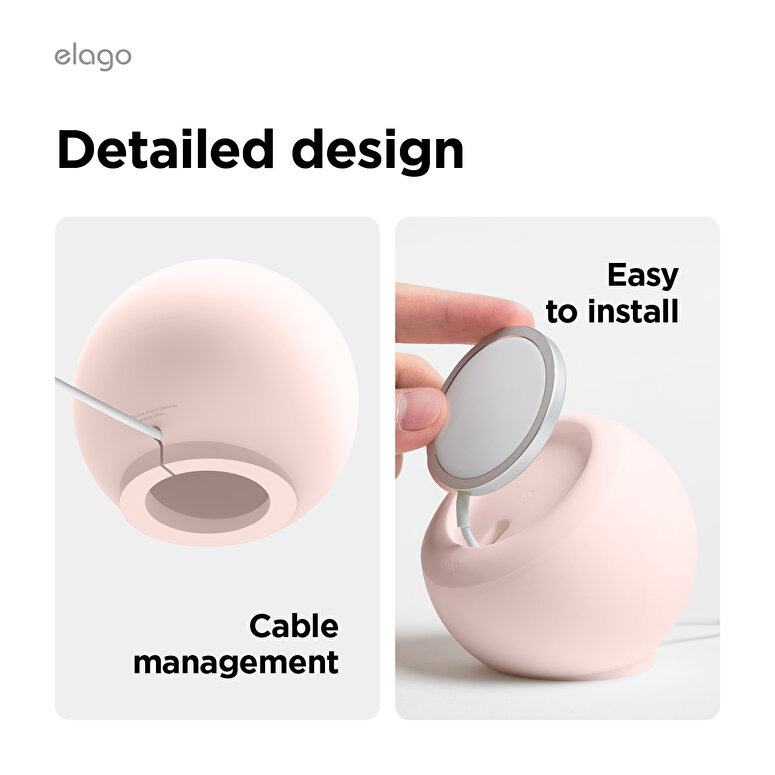 Elago Apple MagSafe Uyumlu Premium Silikon MS2 Şarj Standı - Pembe 8809788489531