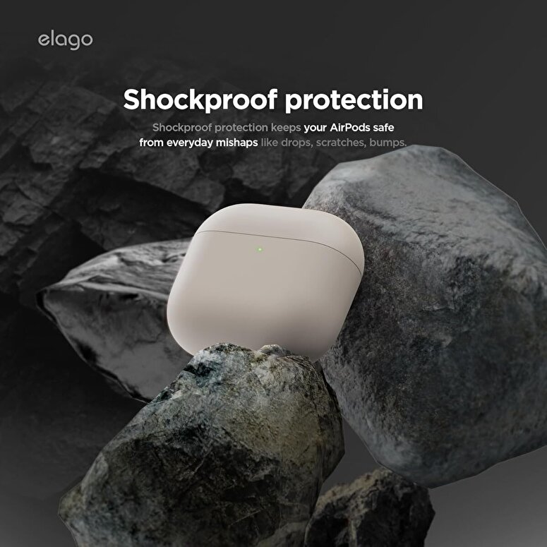 Elago AirPods 4 Sıvı Silikon Basic Kılıf - Taş Rengi EAP4RH-ST