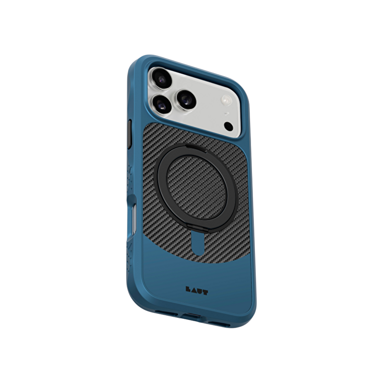 Laut iPhone 17 Pro Max Carbon Matter MagSafe Uyumlu Halka Standlı Kılıf - Mavi L_IP25D_CM_BL