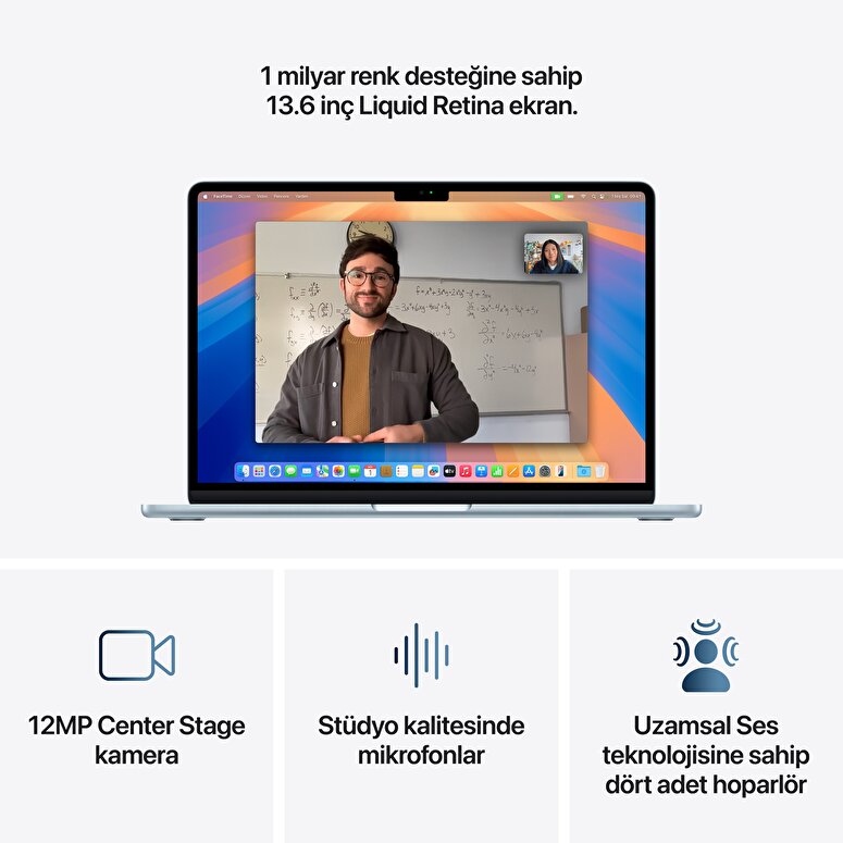 Apple MacBook Air 13' M4 Çip 10 Çekirdekli CPU 8 Çekirdekli GPU 16GB Bellek 256GB SSD Gök Mavisi MC6T4TU/A