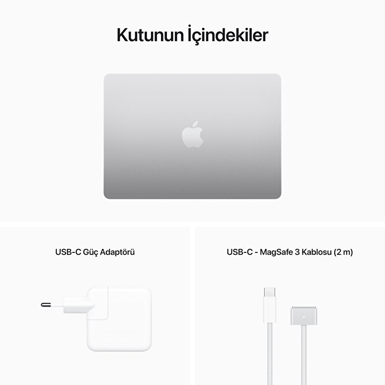 Apple MacBook Air 13' M2 Çip 8 Çekirdekli CPU 8 Çekirdekli GPU 16 GB Bellek 256GB SSD Gümüş  MC7V4TU/A