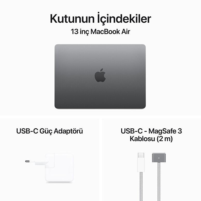 Teşhir - Apple MacBook Air 13' M3 Çip 8 Çekirdekli CPU 8 Çekirdekli GPU 16 GB Bellek 256GB SSD Uzay Grisi  MC8G4TU/A