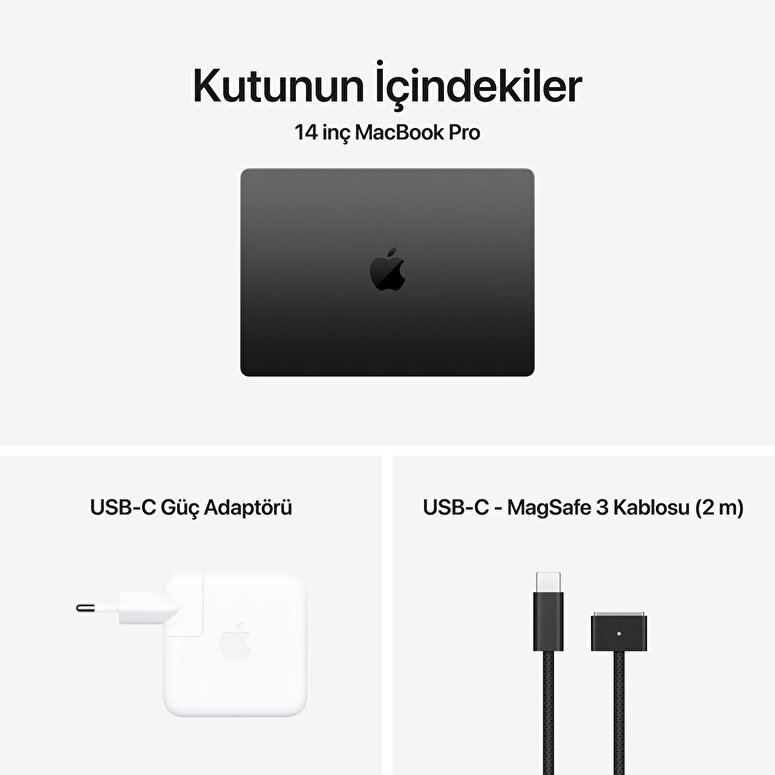 MacBook Pro 14 inç M5 Çip 10 çekirdekli CPU 10 çekirdekli GPU 16GB Bellek 512GB SSD Uzay Siyahı MDE04TU/A