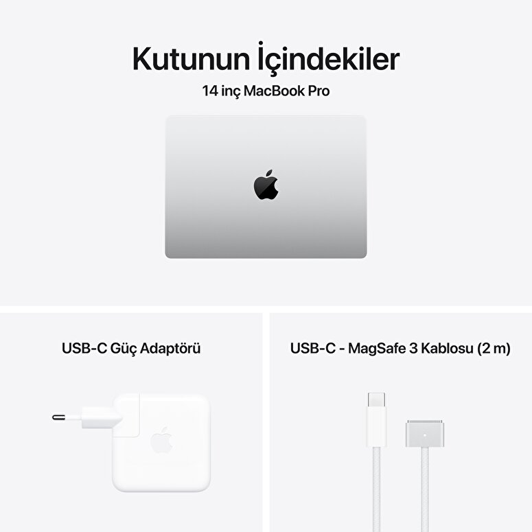MacBook Pro 14 inç M5 Çip 10 çekirdekli CPU 10 çekirdekli GPU 16GB Bellek 1TB SSD Gümüş MDE54TU/A