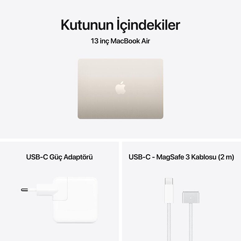 Apple MacBook Air 13 inç M5 Çip 10 Çekirdekli CPU 8 Çekirdekli GPU 16GB Bellek 512GB SSD Yıldız Işığı MDHA4TU/A
