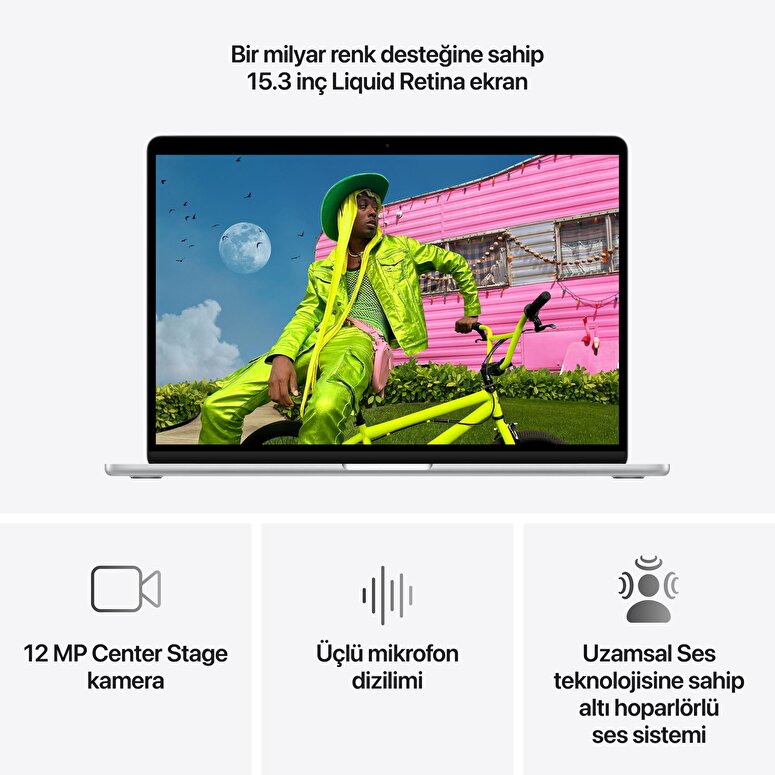 Apple MacBook Air 15 inç M5 Çip 10 Çekirdekli CPU 10 Çekirdekli GPU 16GB Bellek 512GB SSD Gümüş MDV94TU/A
