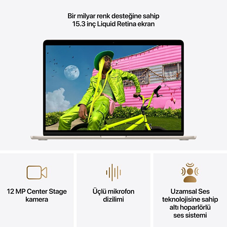 Apple MacBook Air 15 inç M5 Çip 10 Çekirdekli CPU 10 Çekirdekli GPU 16GB Bellek 512GB SSD Yıldız Işığı MDVD4TU/A