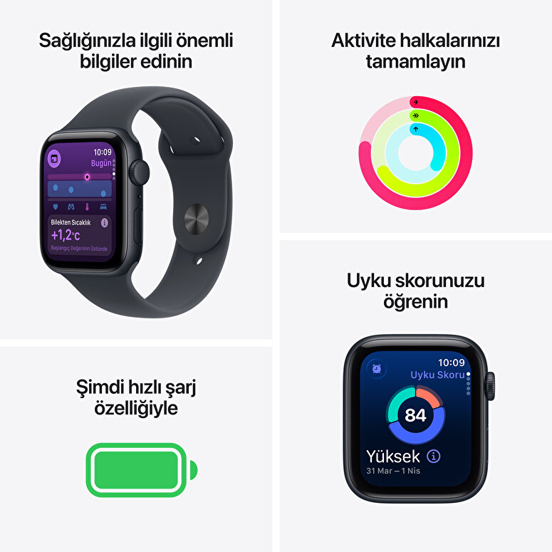 Apple Watch SE 3 GPS 40mm Yıldız Işığı Alüminyum Kasa ve Yıldız Işığı Spor Kordon - S/M MEH34TU/A