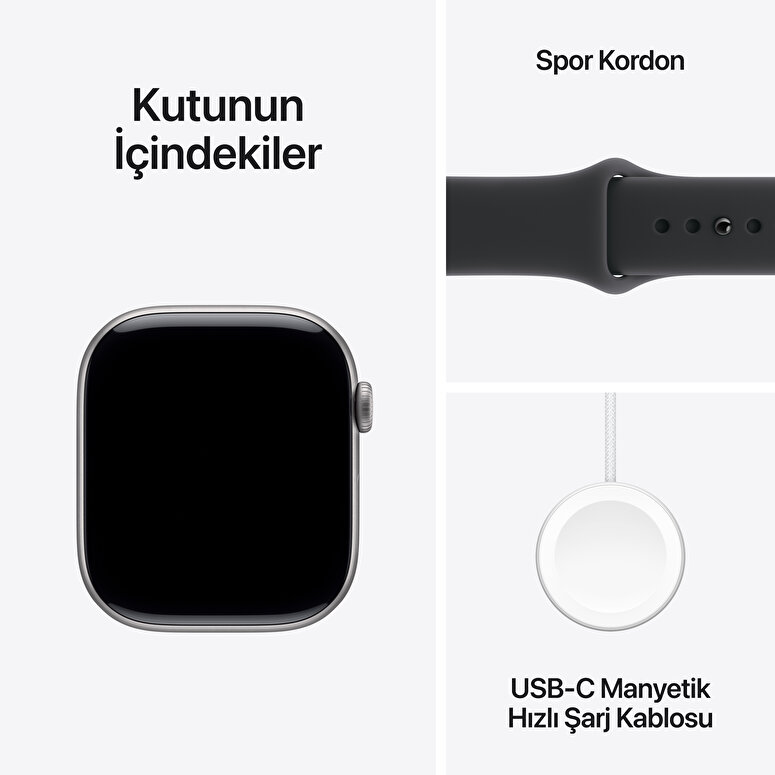Apple Watch Series 11 GPS 42mm Uzay Grisi Alüminyum Kasa ve Siyah Spor Kordon - S/M MEQW4TU/A