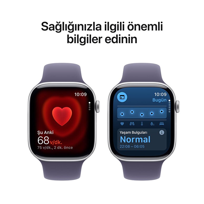 Apple Watch Series 11 GPS 42mm Gümüş Rengi Alüminyum Sis Moru Spor Kordon - S/M MEU64TU/A
