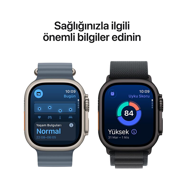 Apple Watch Ultra 3 GPS + Cellular 49mm Natürel Titanyum Kasa ve Demir Mavisi Ocean Kordon MEWH4TU/A