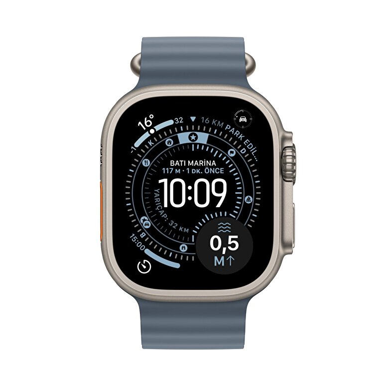 Apple Watch Ultra 3 GPS + Cellular 49mm Natürel Titanyum Kasa ve Demir Mavisi Ocean Kordon MEWH4TU/A