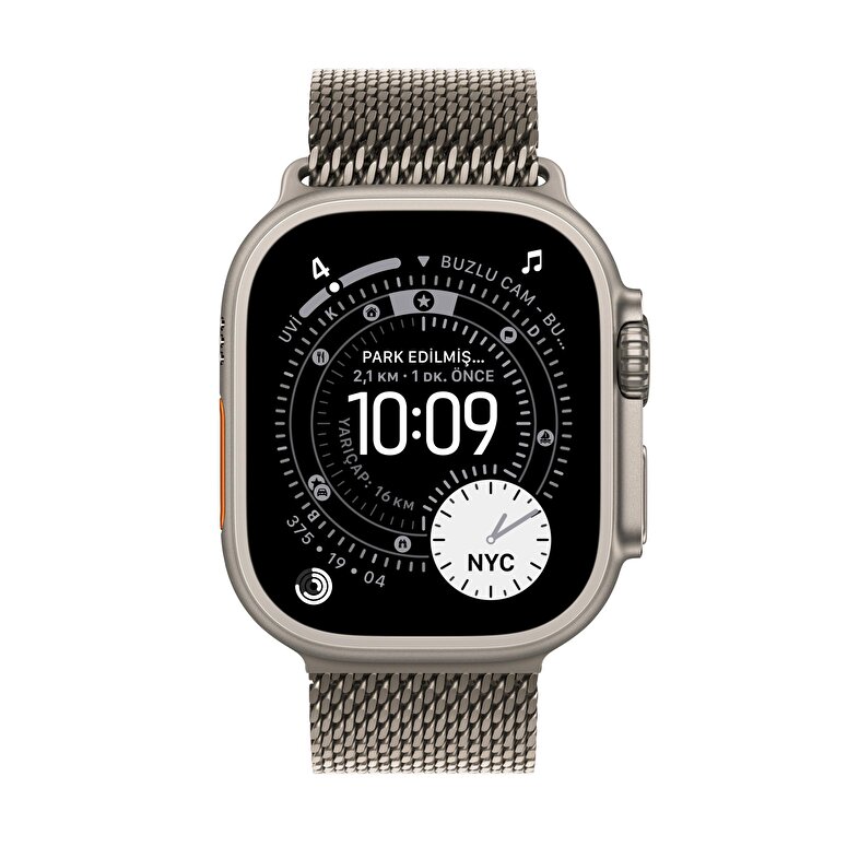 Apple Watch Ultra 3 GPS + Cellular 49mm Natürel Titanyum Kasa ve Natürel Titanyum Milano Loop - Küçük Boy MEWW4TU/A