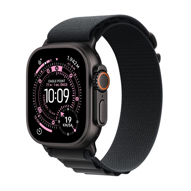 Apple Watch Ultra 3 GPS + Cellular 49mm Siyah Titanyum Kasa ve Siyah Alpine Loop - Küçük Boy MF0Q4TU/A