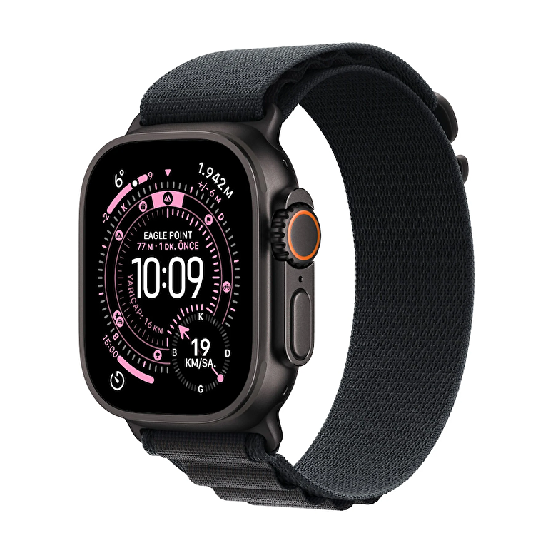 Apple Watch Ultra 3 GPS + Cellular 49mm Siyah Titanyum Kasa ve Siyah Alpine Loop - Orta Boy MF0V4TU/A
