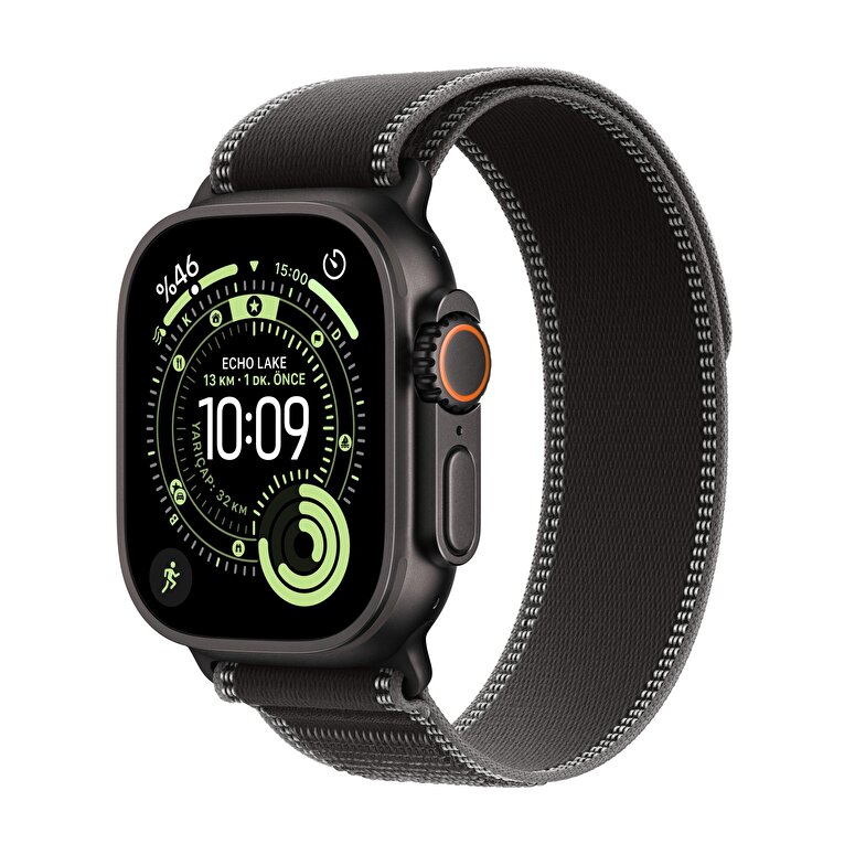 Apple Watch Ultra 3 GPS + Cellular 49mm Siyah Titanyum Kasa ve Siyah/Kömür Trail Loop - M/L MF1H4TU/A