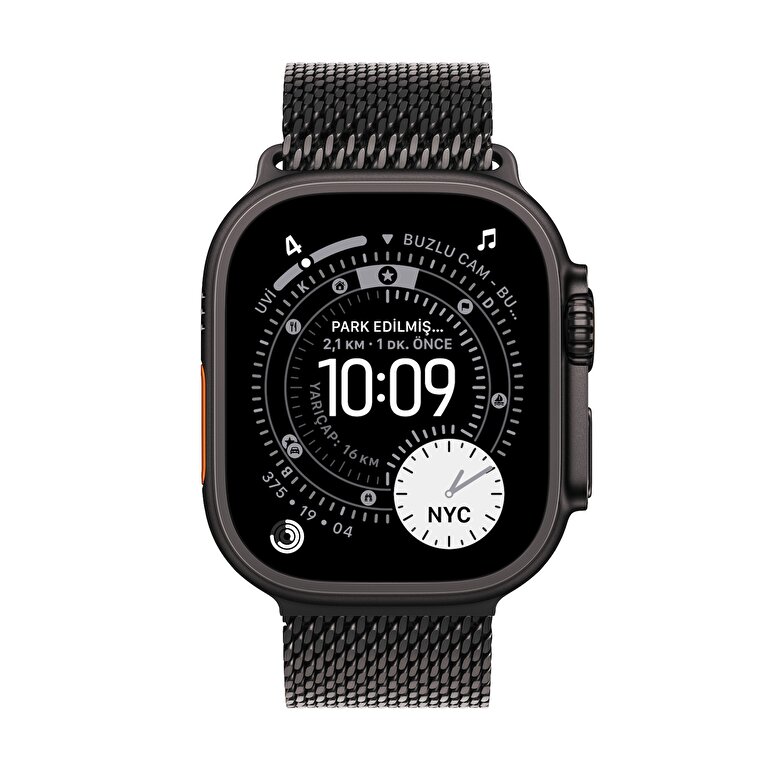 Apple Watch Ultra 3 GPS + Cellular 49mm Siyah Titanyum Kasa ve Siyah Titanyum Milano Loop - Küçük Boy MF1N4TU/A