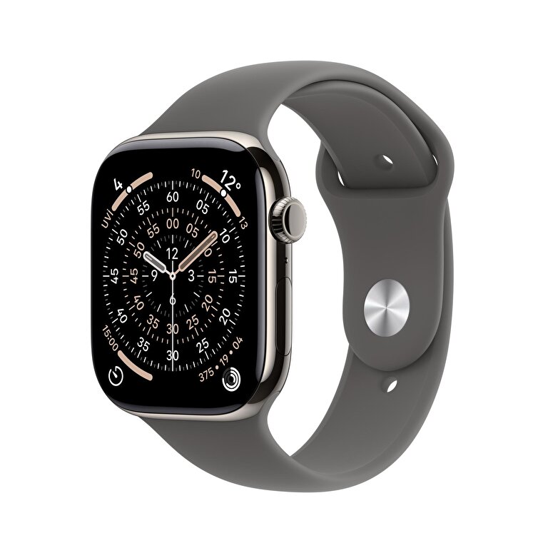 Apple Watch Series 11 GPS + Cellular 42mm Natürel Titanyum Kasa ve Taş Grisi Spor Kordon - M/L MF8N4TU/A